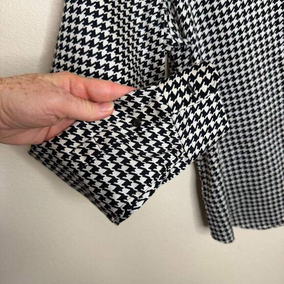 Lauren Ralph Lauren Black White Houndstooth Button-Down Non-Iron Shirt Large - Picture 3 of 9